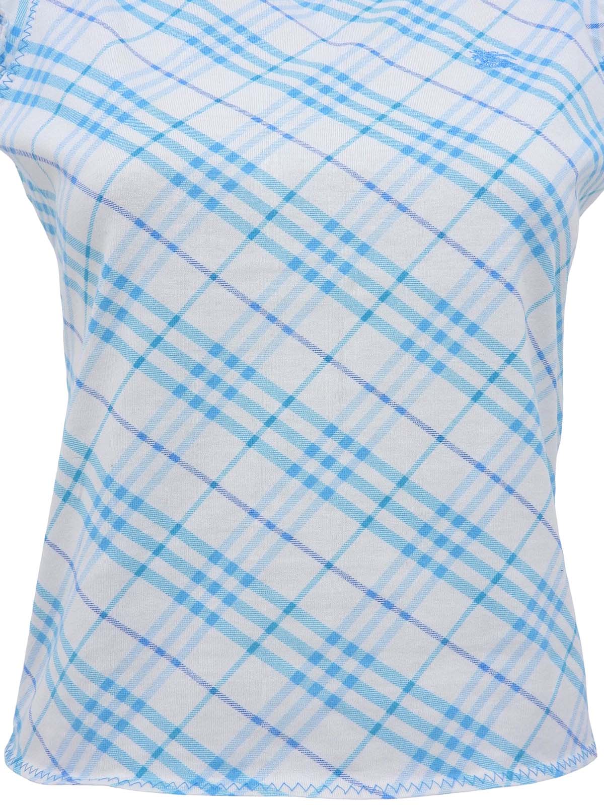 Check Pattern Logo Embroidered Sleeveless Top in White/Blue