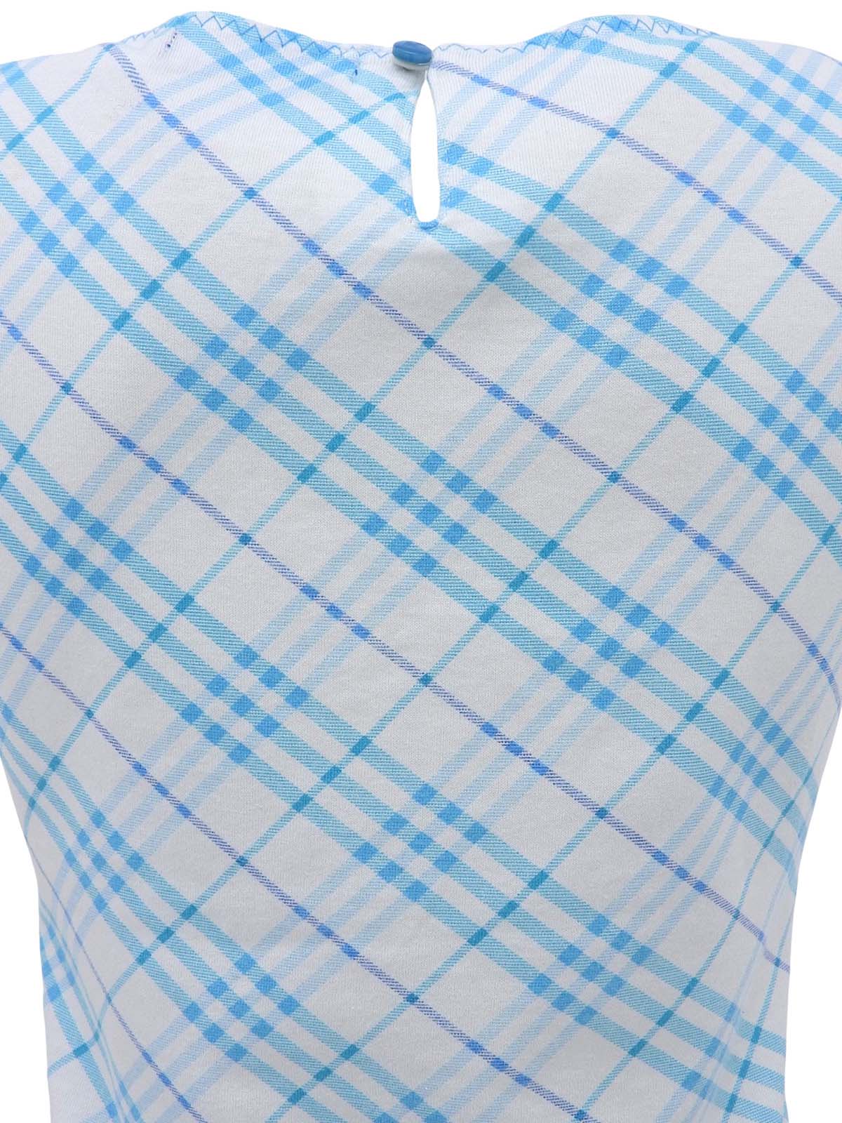 Check Pattern Logo Embroidered Sleeveless Top in White/Blue