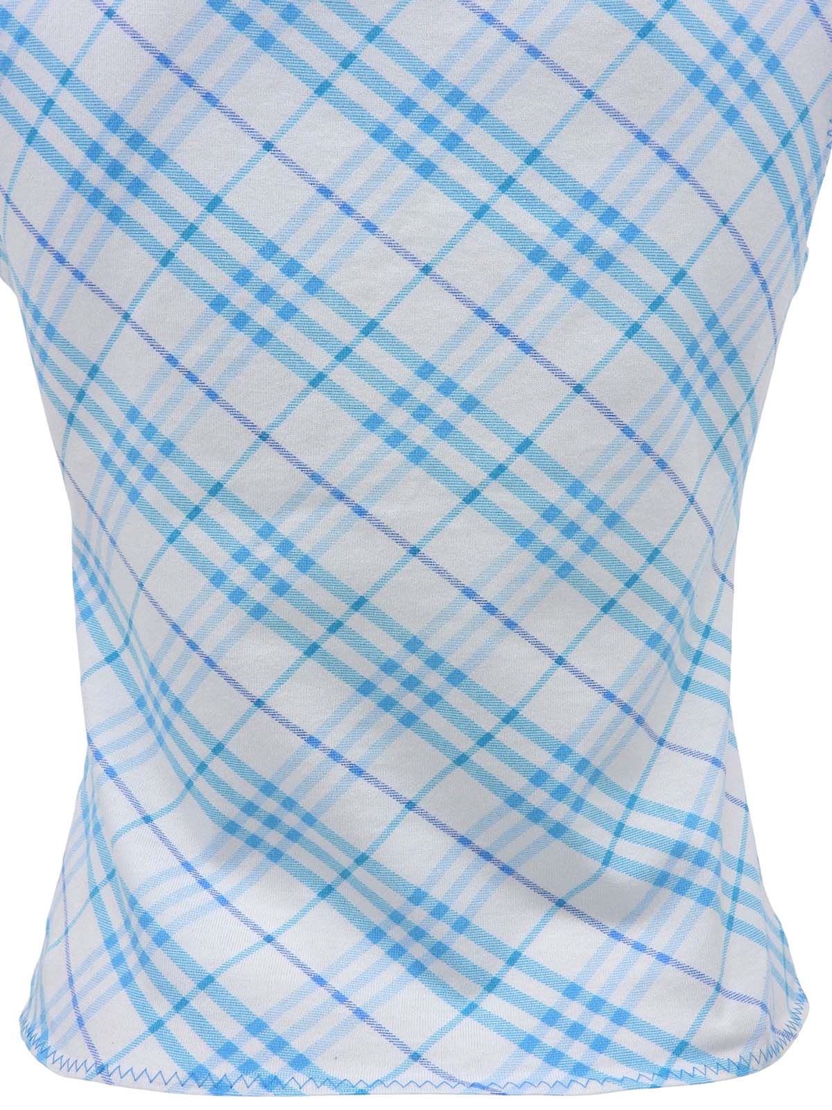 Check Pattern Logo Embroidered Sleeveless Top in White/Blue