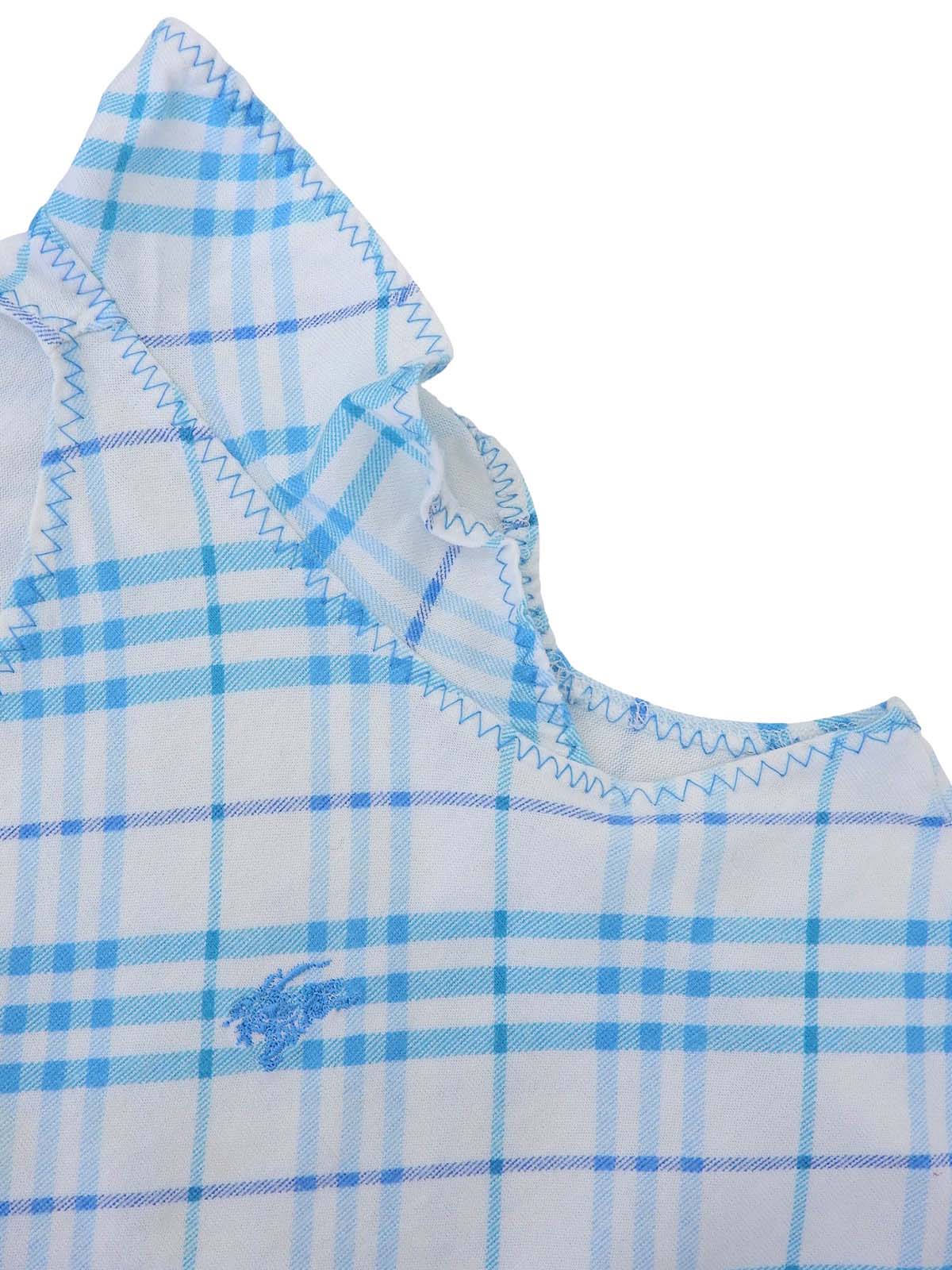 Check Pattern Logo Embroidered Sleeveless Top in White/Blue