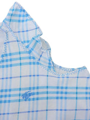 Check Pattern Logo Embroidered Sleeveless Top in White/Blue