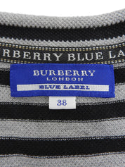 ボーダーパターンロゴ刺繍半袖ワンピース ブラック/ネイビー