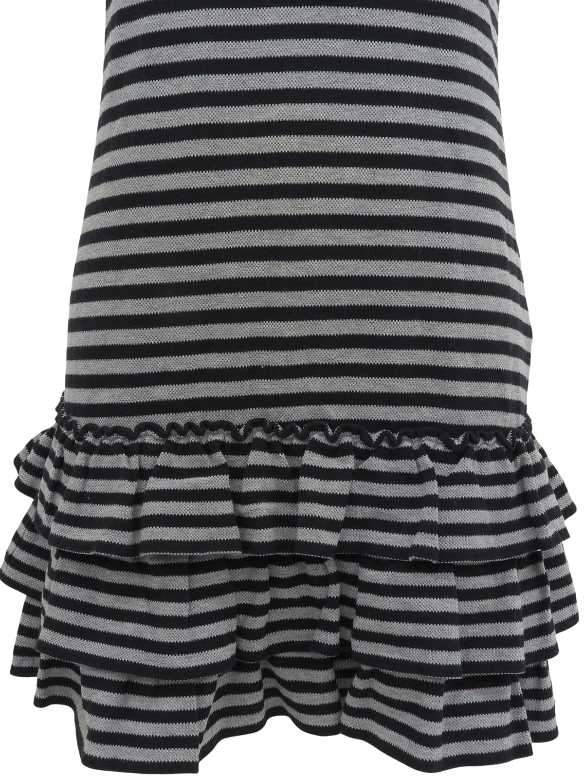 ボーダーパターンロゴ刺繍半袖ワンピース ブラック/ネイビー