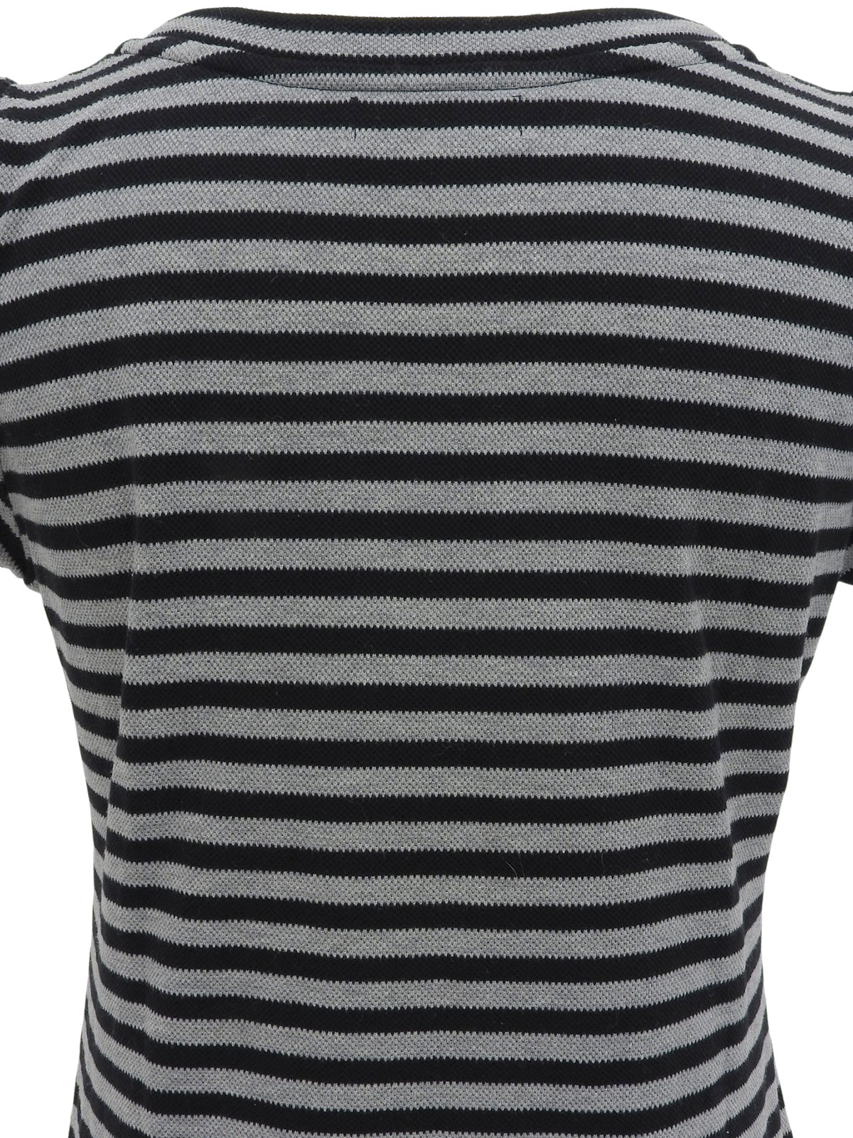 ボーダーパターンロゴ刺繍半袖ワンピース ブラック/ネイビー