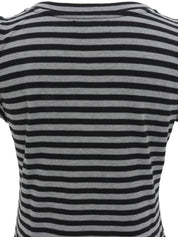 ボーダーパターンロゴ刺繍半袖ワンピース ブラック/ネイビー