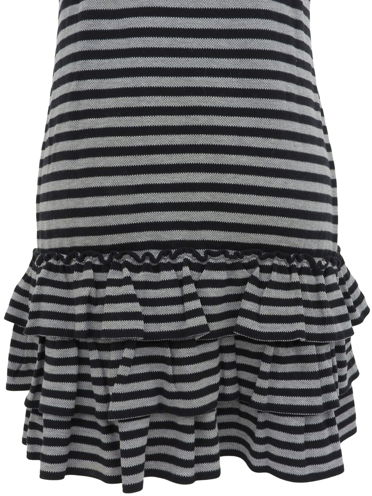 ボーダーパターンロゴ刺繍半袖ワンピース ブラック/ネイビー