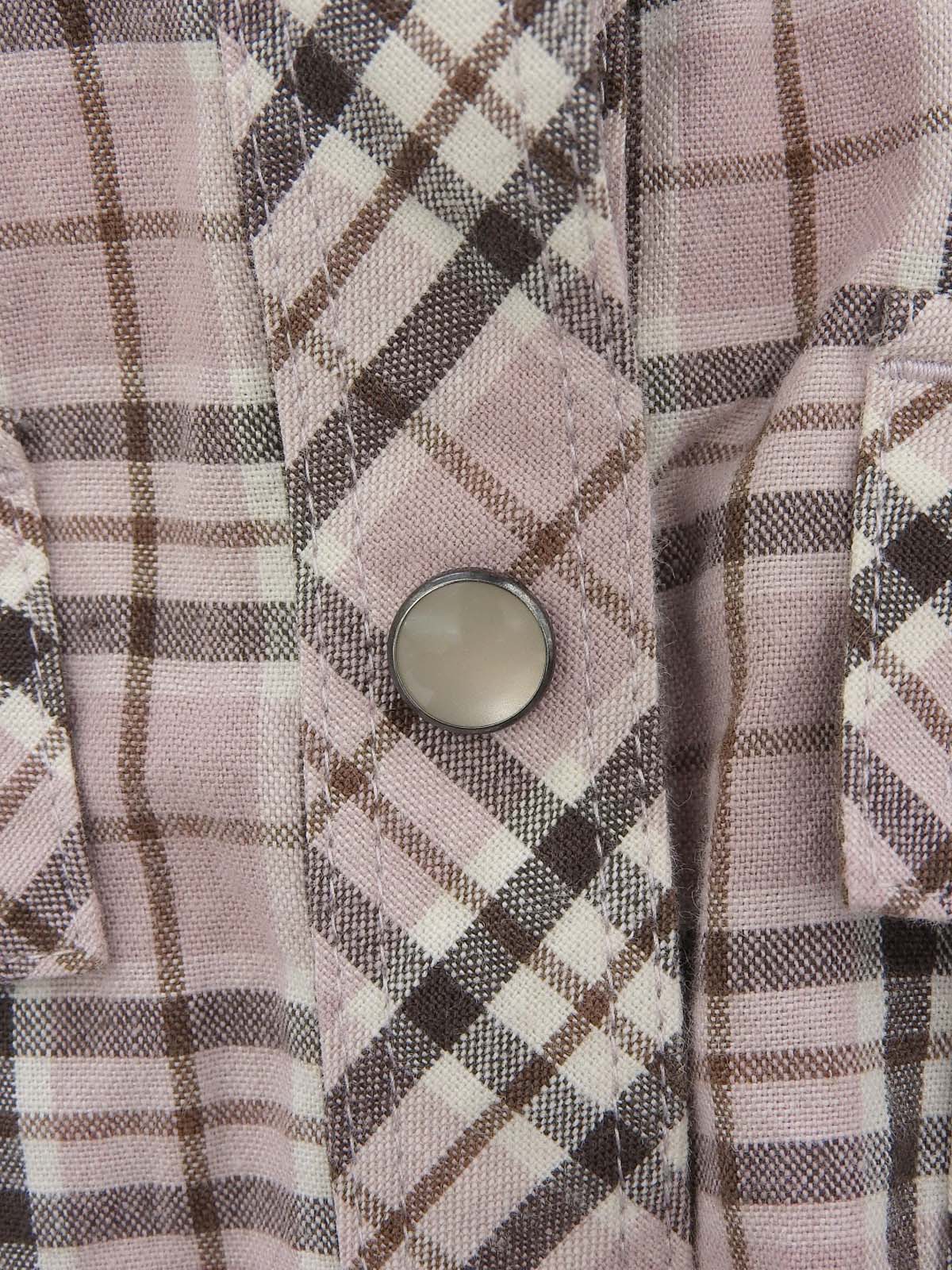 粉色格子图案无袖连衣裙