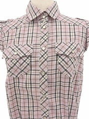 Check Pattern Sleeveless Dress in Pink