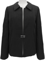 Square Hook Pleated Sleeve Jacket in Black