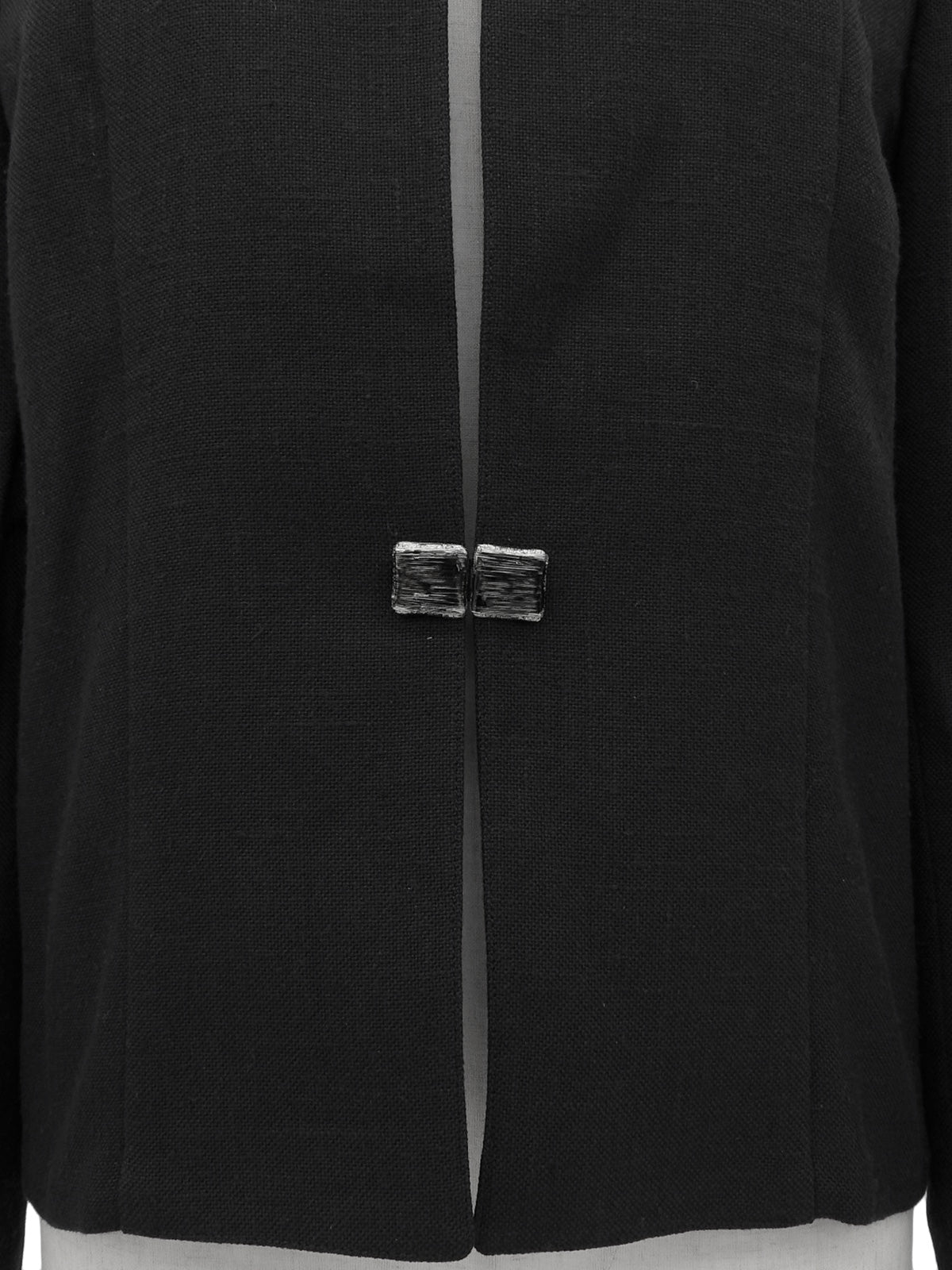 Square Hook Pleated Sleeve Jacket in Black