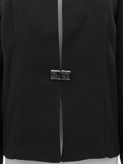 Square Hook Pleated Sleeve Jacket in Black