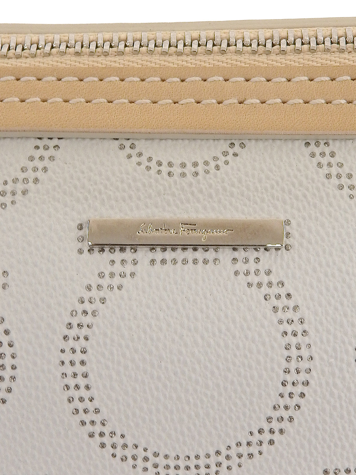 ガンチーニプレートパターンワンショルダーバッグ アイスブルー/ベージュ