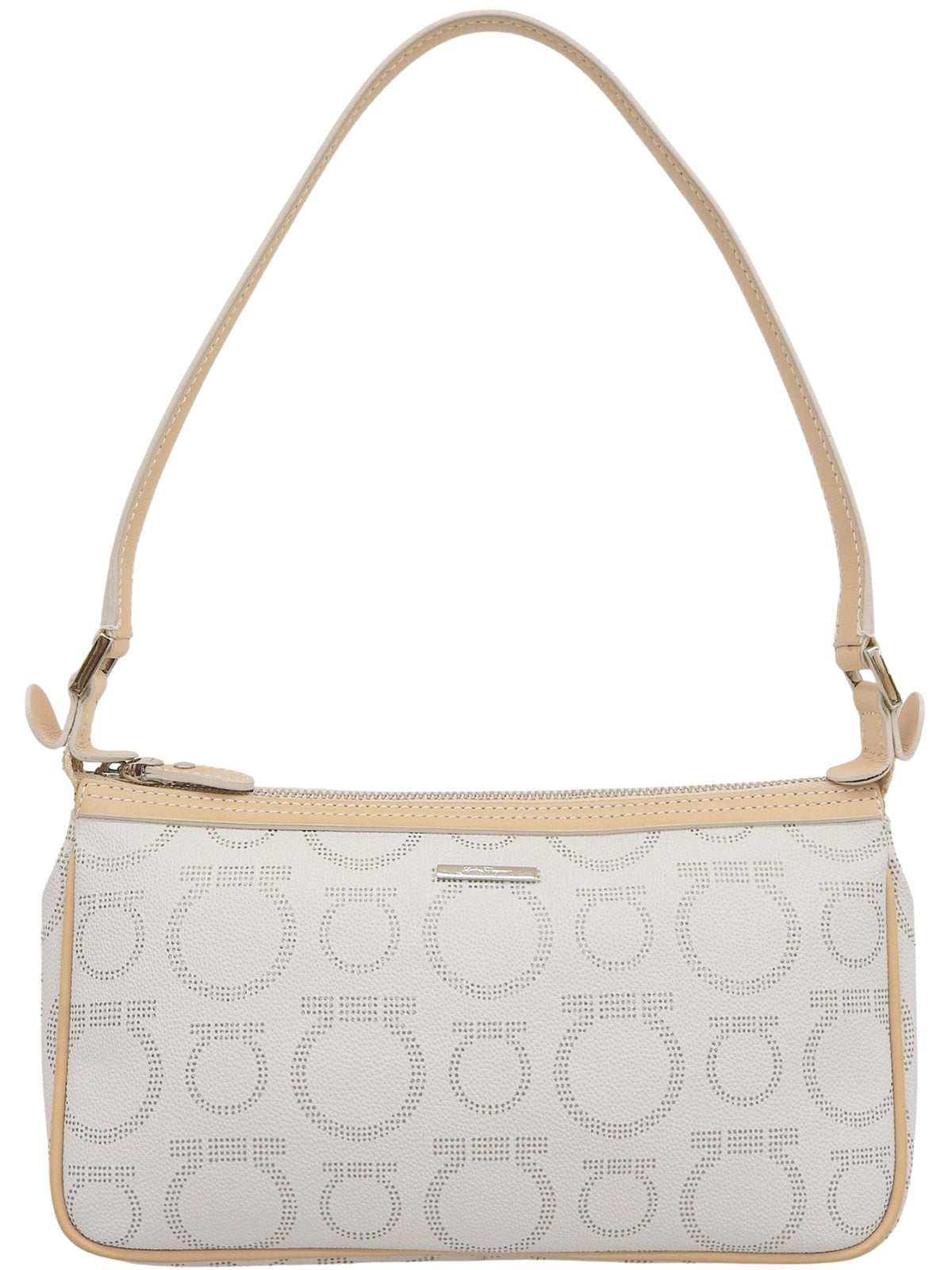 ガンチーニプレートパターンワンショルダーバッグ アイスブルー/ベージュ