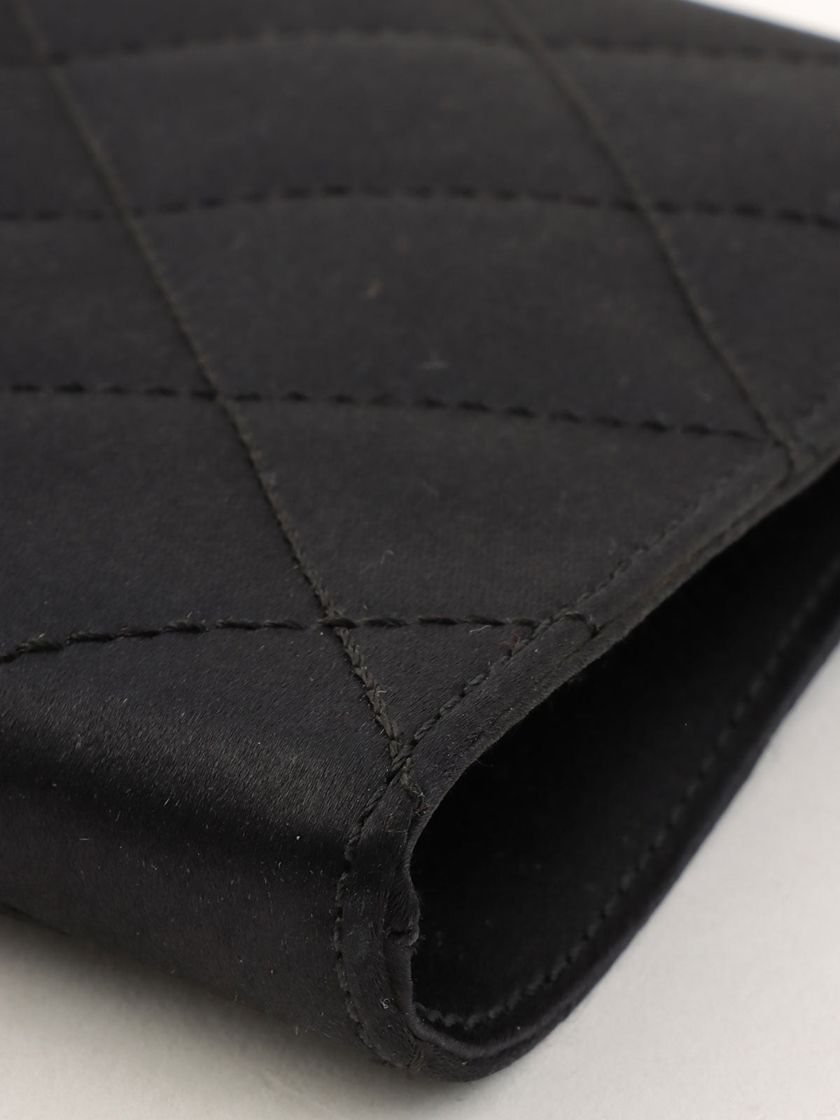 2000年頃製 シルクサテンCCマークプレートショルダーバッグ ブラック