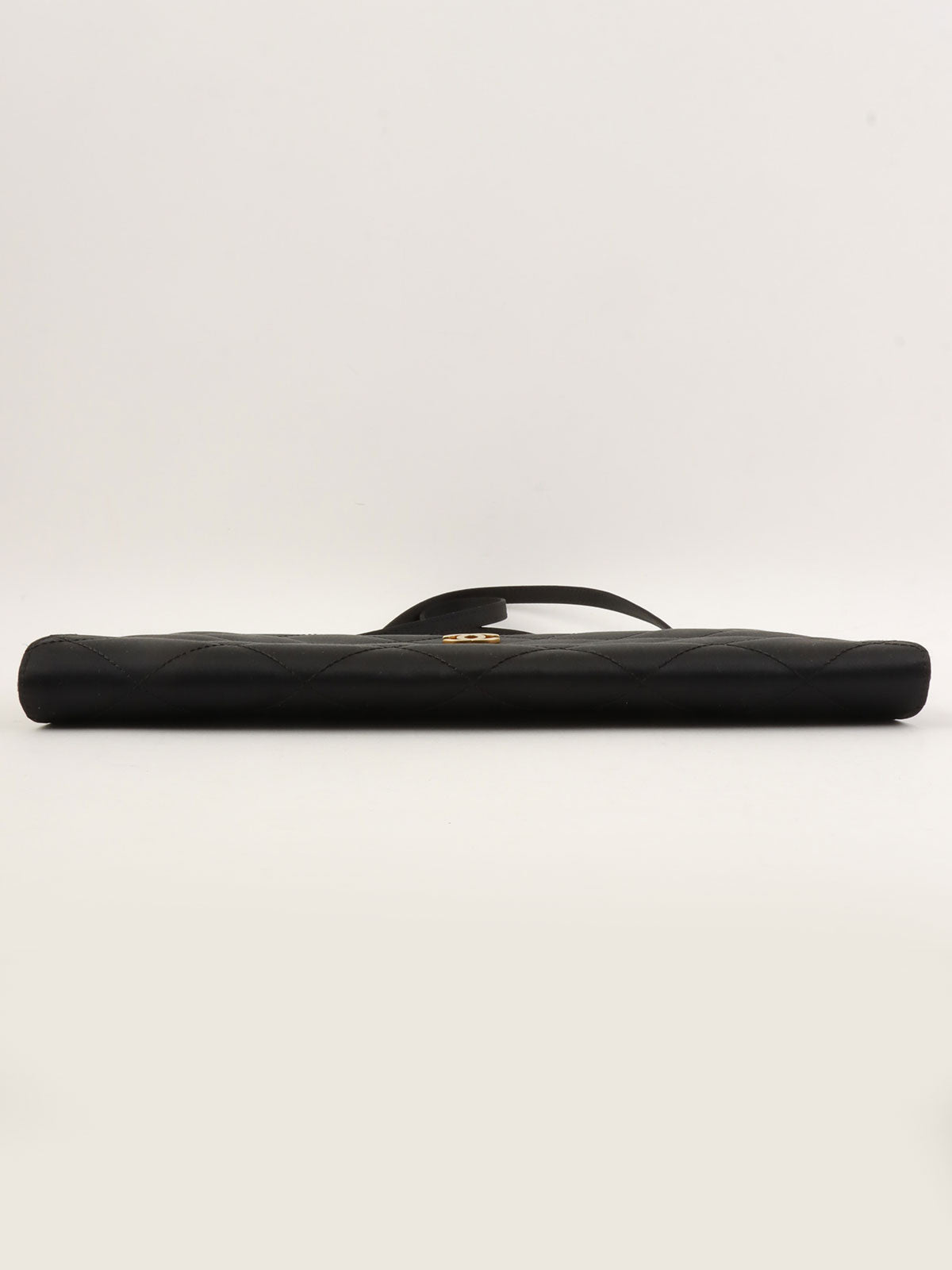 2000年頃製 シルクサテンCCマークプレートショルダーバッグ ブラック