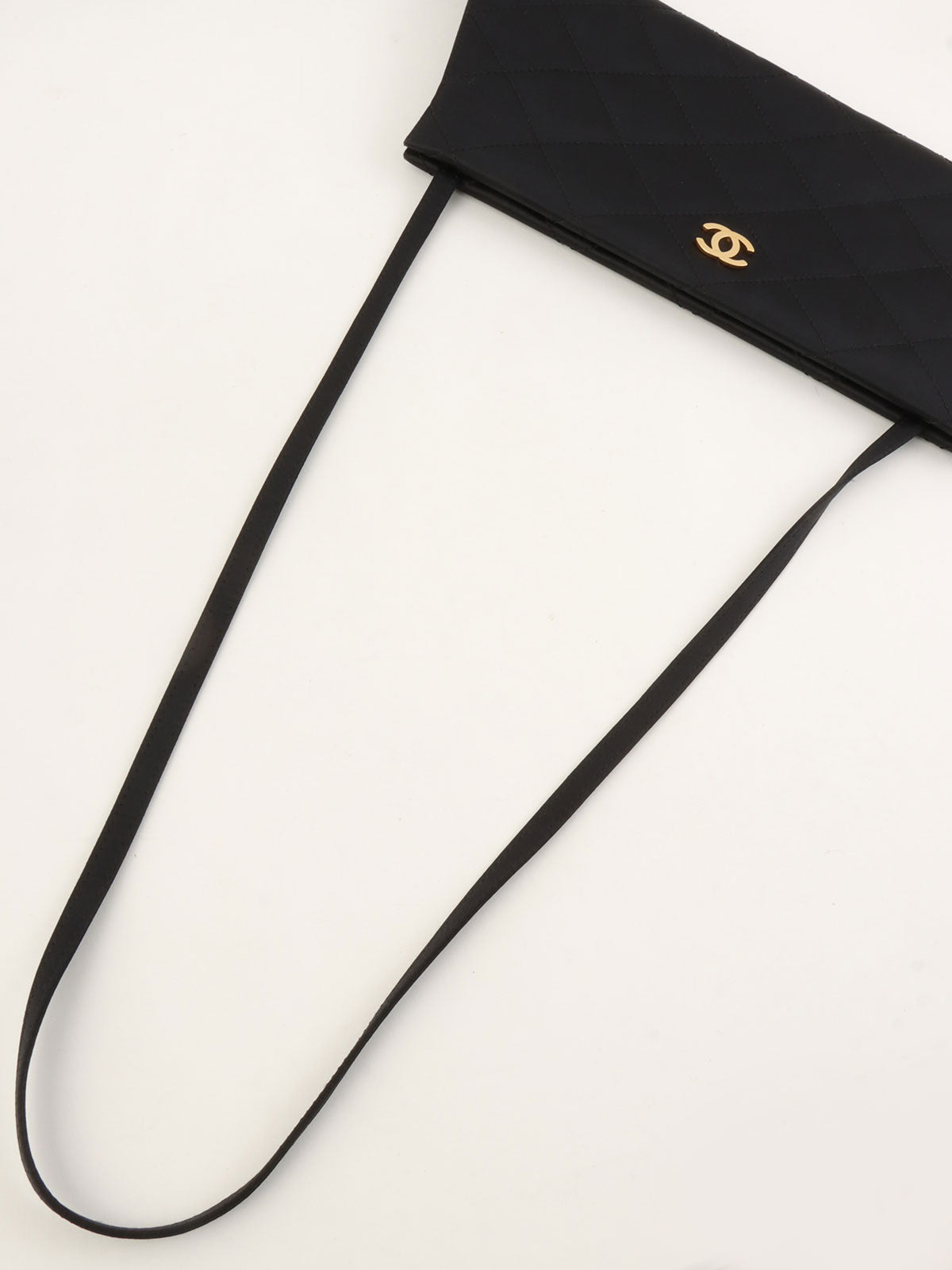 2000年頃製 シルクサテンCCマークプレートショルダーバッグ ブラック