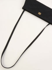 2000年頃製 シルクサテンCCマークプレートショルダーバッグ ブラック