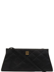 2000年頃製 シルクサテンCCマークプレートショルダーバッグ ブラック