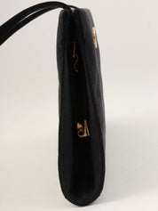 2000年頃製 シルクサテンCCマークプレートショルダーバッグ ブラック