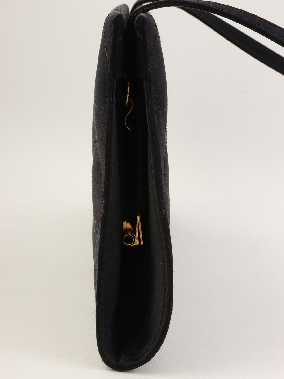 2000年頃製 シルクサテンCCマークプレートショルダーバッグ ブラック