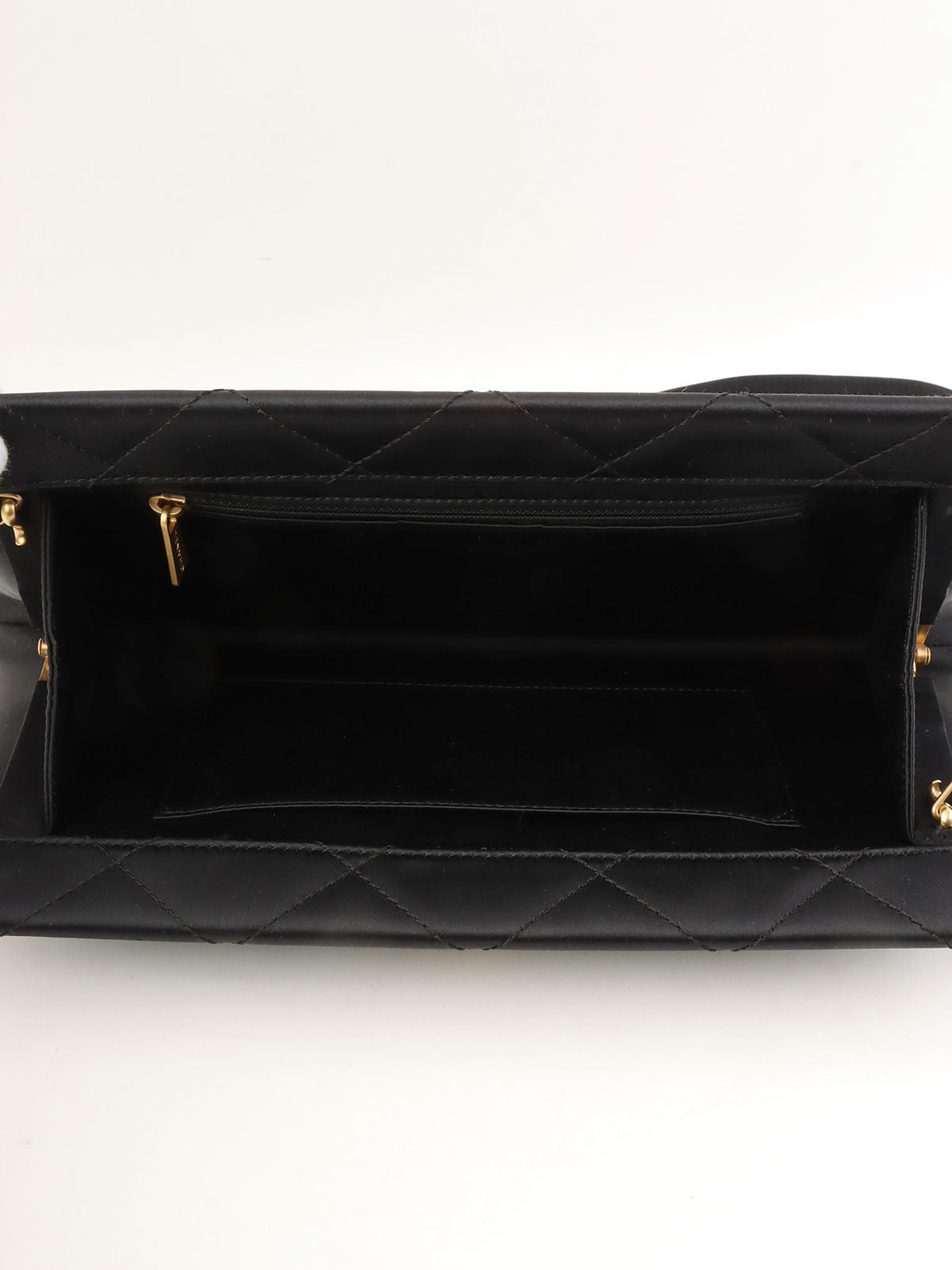 2000年頃製 シルクサテンCCマークプレートショルダーバッグ ブラック