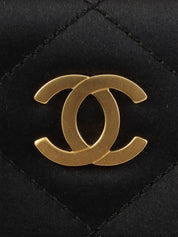 2000年頃製 シルクサテンCCマークプレートショルダーバッグ ブラック