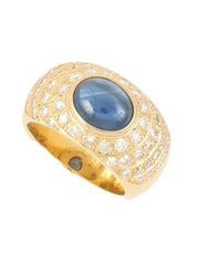18K Gold/Blue Sapphire and Diamond Ring