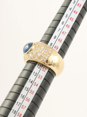 18K Gold/Blue Sapphire and Diamond Ring