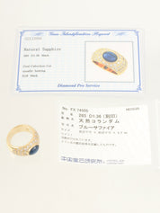 18K Gold/Blue Sapphire and Diamond Ring