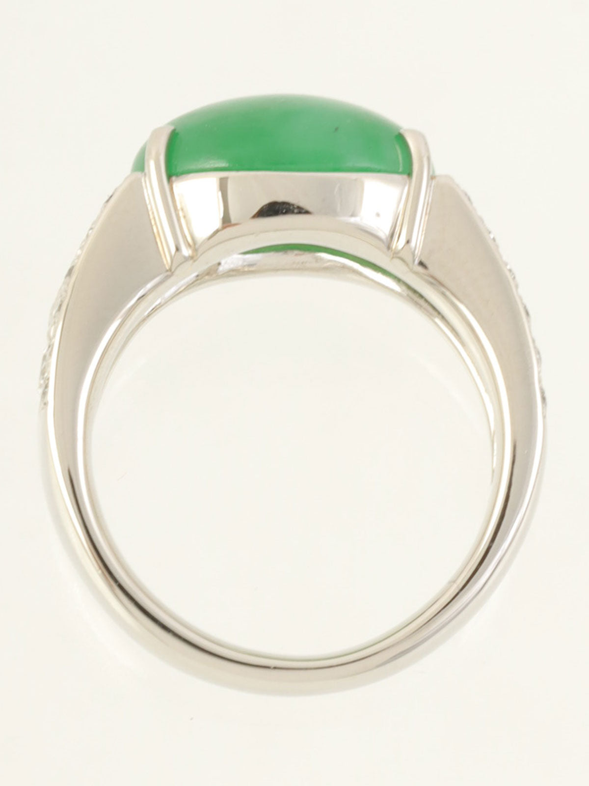 pt900 jadeite diamond oval ring green/silver