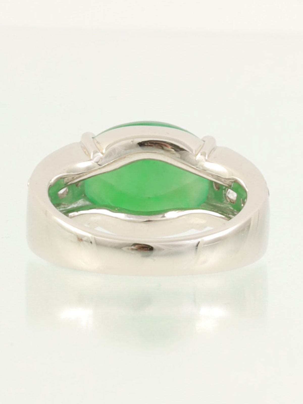 pt900 jadeite diamond oval ring green/silver