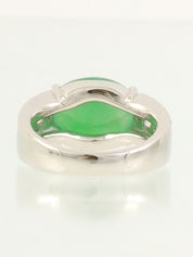 pt900 jadeite diamond oval ring green/silver