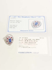 Platinum Ruby and Sapphire Design Ring in Silver/Red/Blue