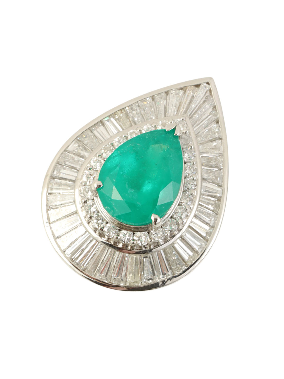 Platinum emerald and diamond 2-way ring in silver/green