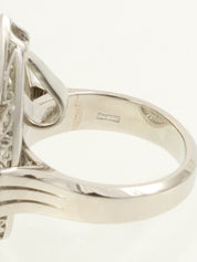 Platinum emerald and diamond 2-way ring in silver/green