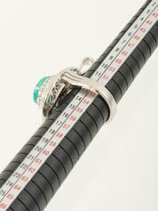 Platinum emerald and diamond 2-way ring in silver/green