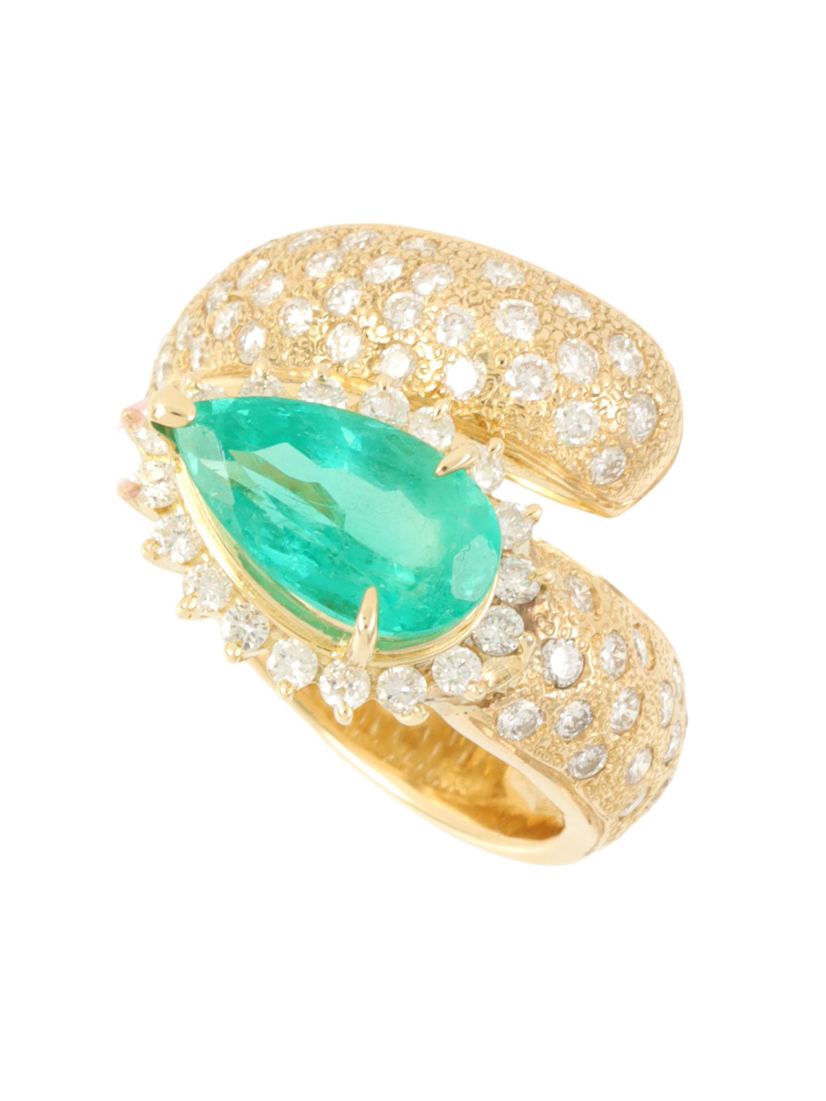 18K Gold/Green Emerald Diamond Ring