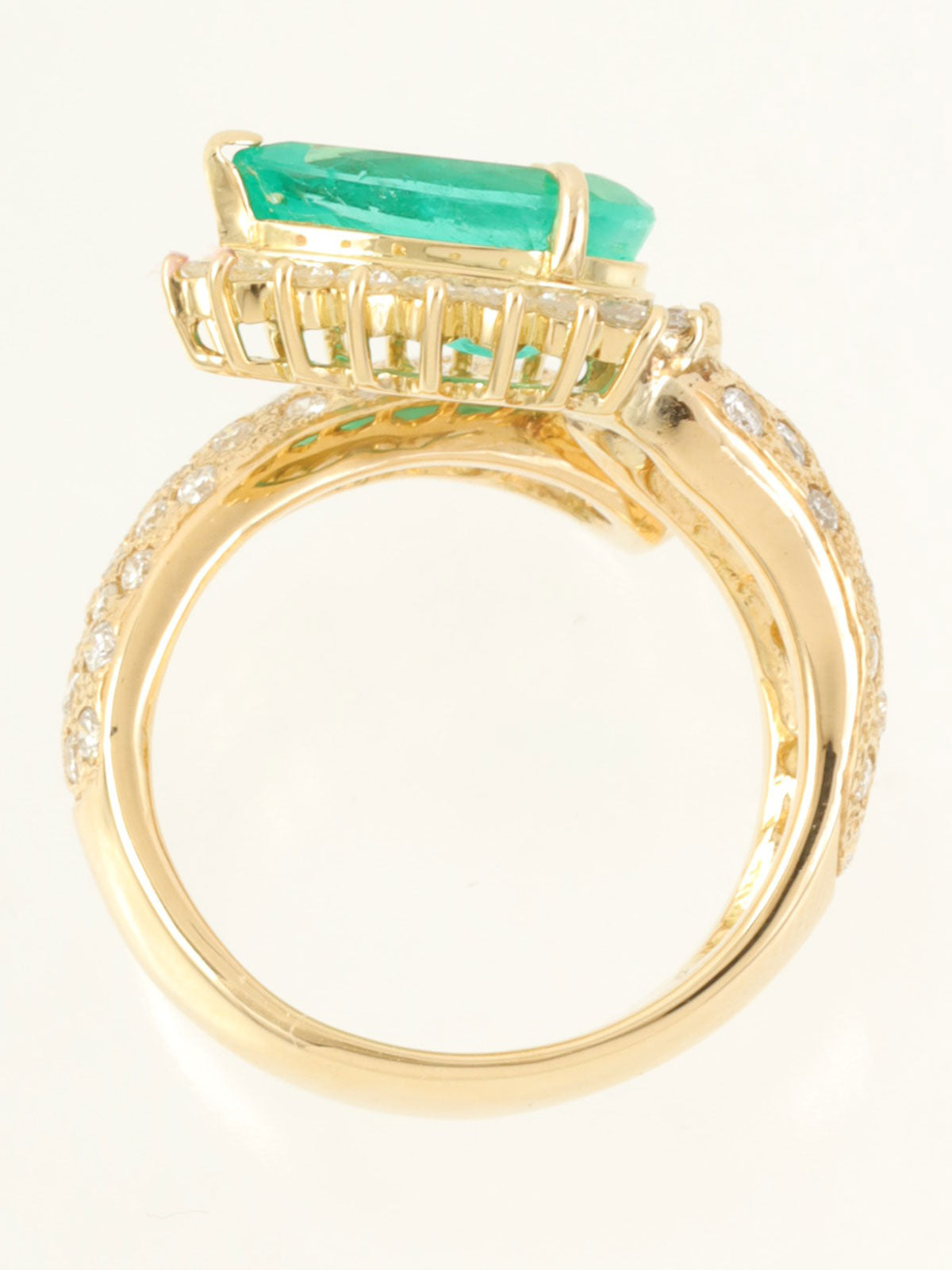 18K Gold/Green Emerald Diamond Ring