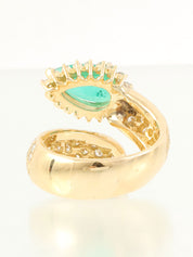 18K Gold/Green Emerald Diamond Ring