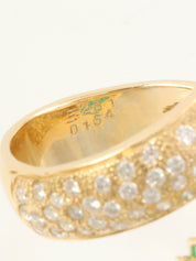 18K Gold/Green Emerald Diamond Ring