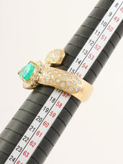18K Gold/Green Emerald Diamond Ring