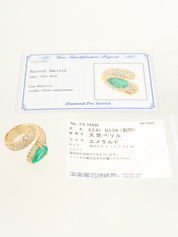 18K Gold/Green Emerald Diamond Ring