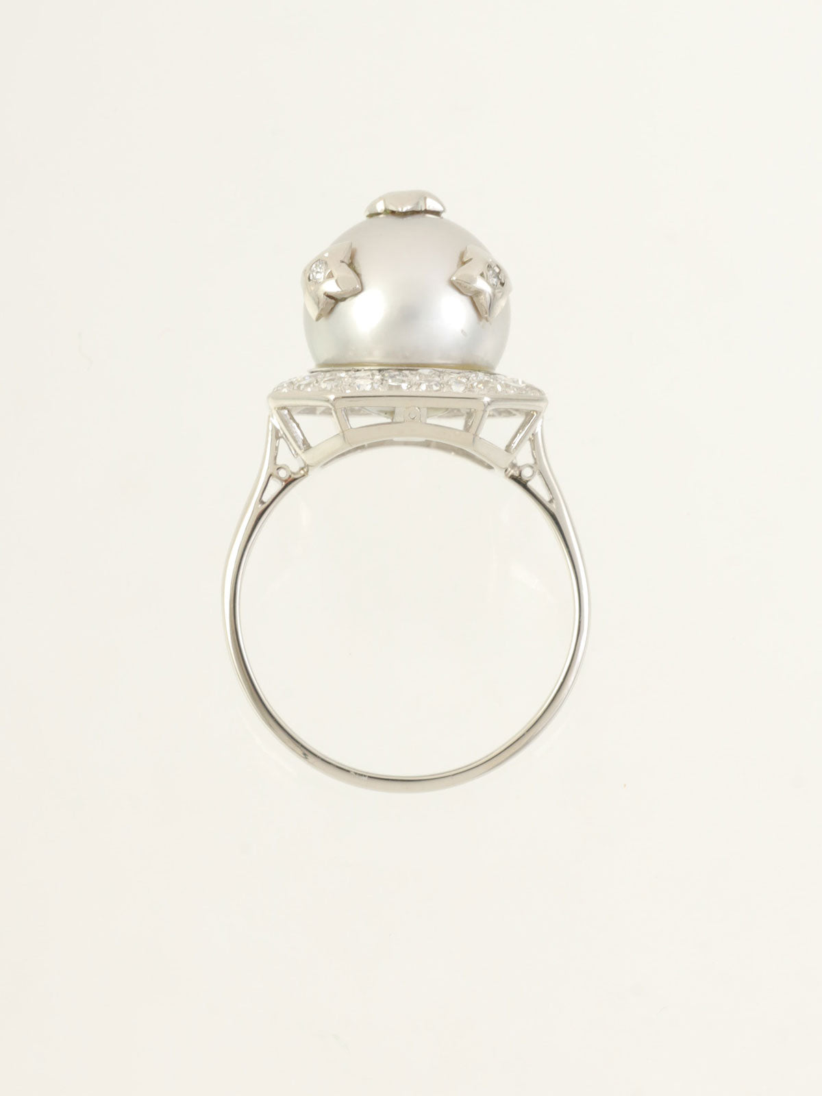 プラチナダイヤモンドパールリング　シルバー