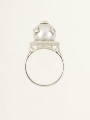 プラチナダイヤモンドパールリング　シルバー