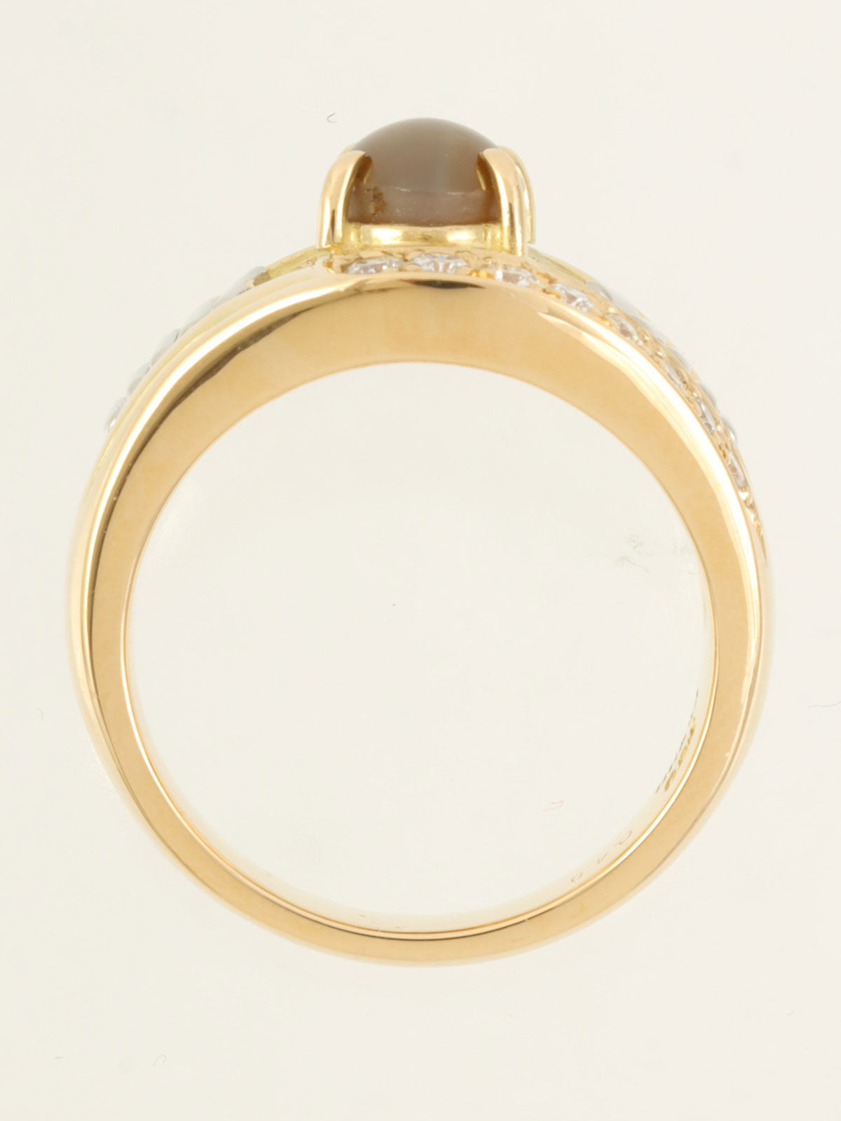 18K Platinum Chrysoberyl Cat's Eye Ring in Gold/Brown/Silver