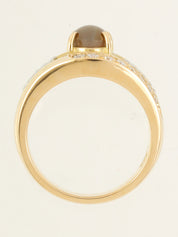 18K Platinum Chrysoberyl Cat's Eye Ring in Gold/Brown/Silver