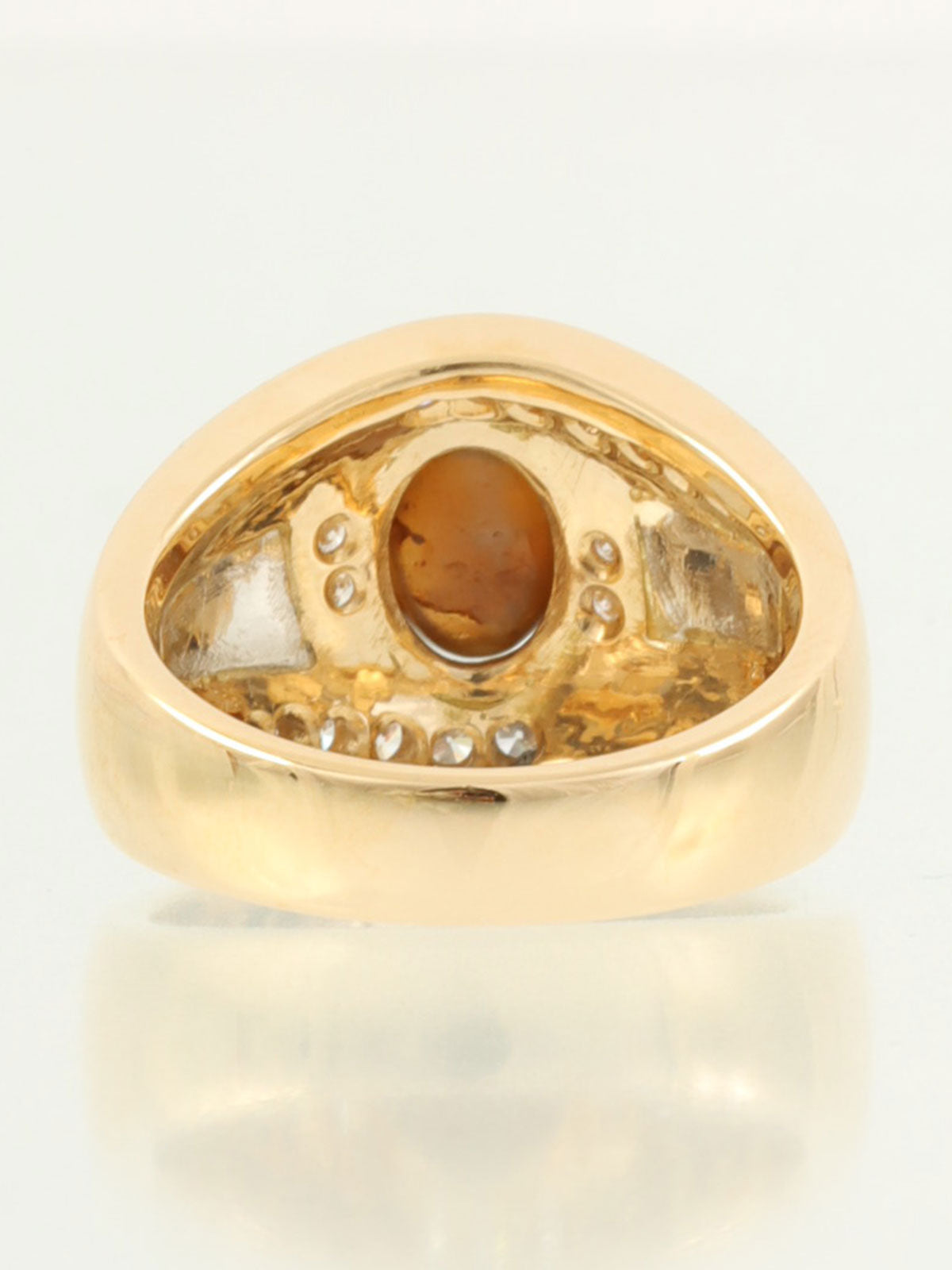 18K Platinum Chrysoberyl Cat's Eye Ring in Gold/Brown/Silver