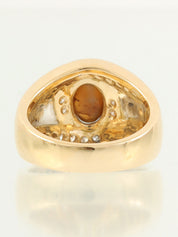 18K Platinum Chrysoberyl Cat's Eye Ring in Gold/Brown/Silver