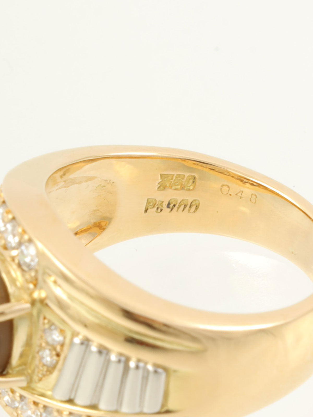 18K Platinum Chrysoberyl Cat's Eye Ring in Gold/Brown/Silver