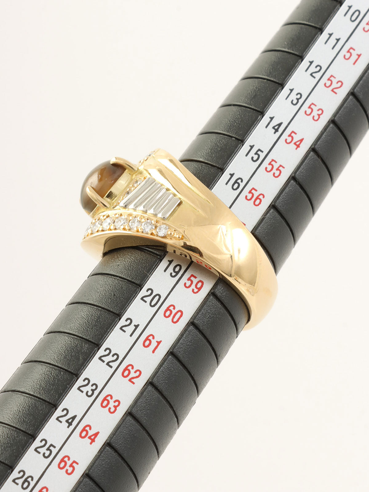 18K Platinum Chrysoberyl Cat's Eye Ring in Gold/Brown/Silver